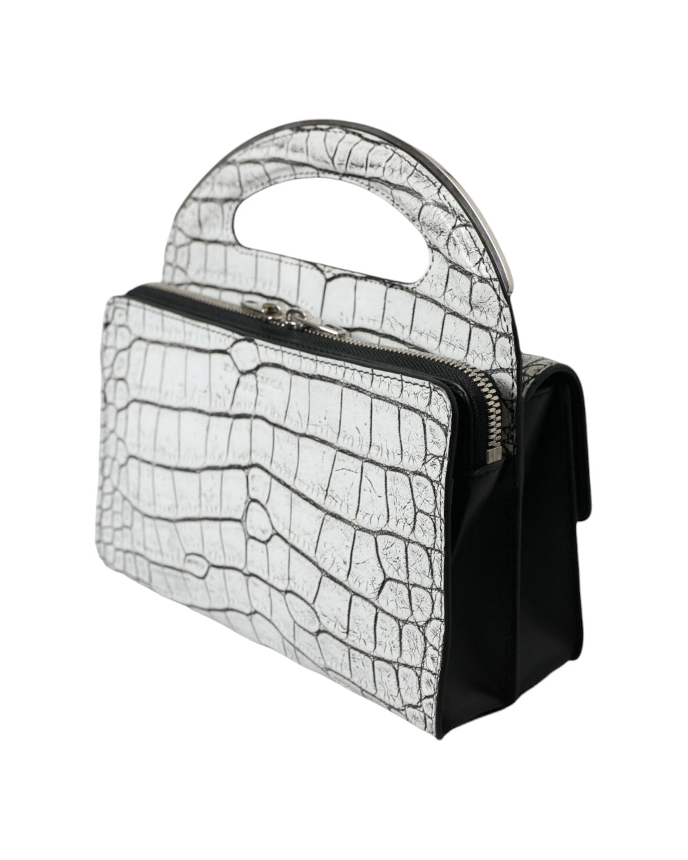 Balenciaga Metallic Zilveren Alligator Leren Mini Tas