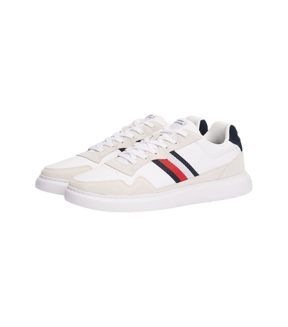 Tommy Hilfiger Wit Sneakers Met Contrasterende Accenten