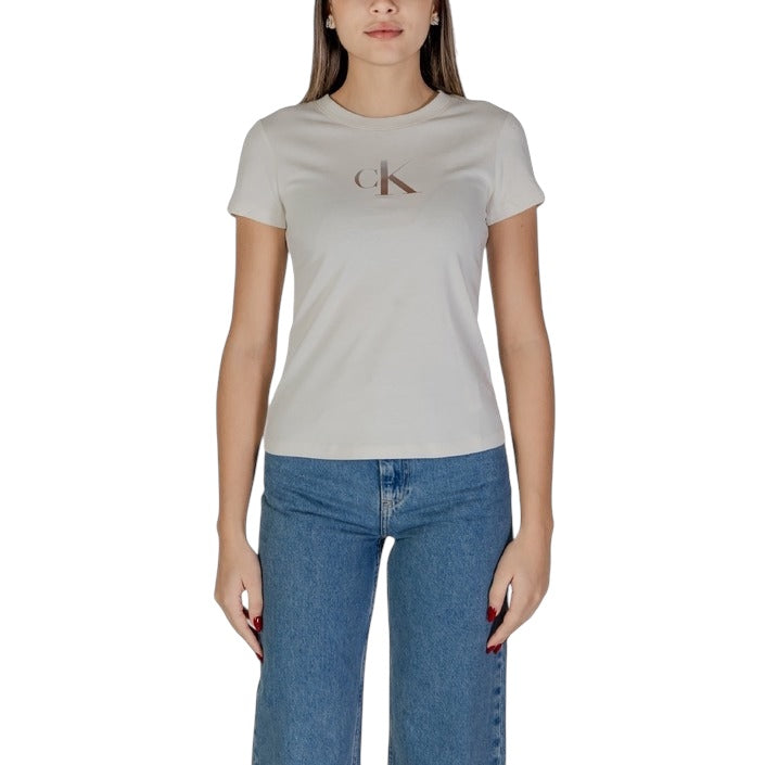 Calvin Klein Jeans Beige T-shirt Met Logo