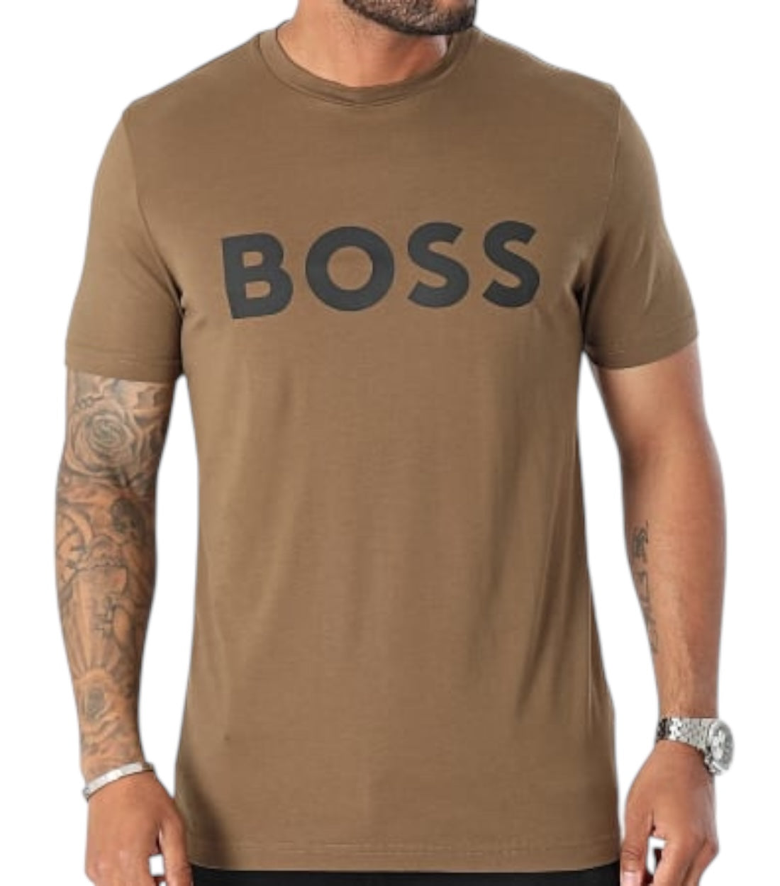 Hugo Boss Bruin Katoenen Thinking T-Shirt