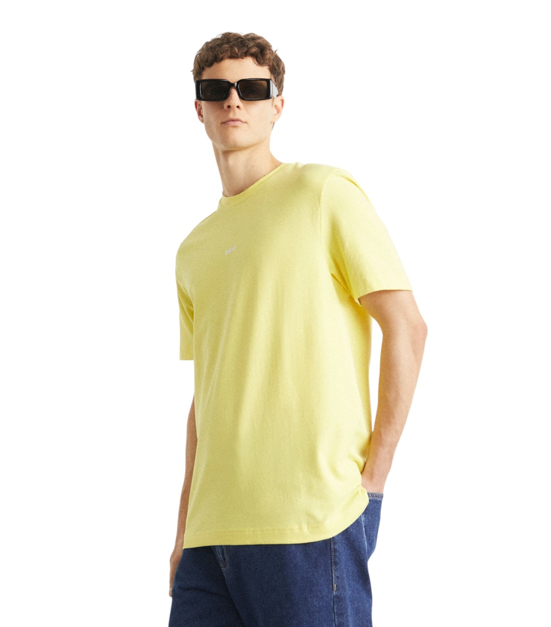 Hugo Boss Geel Katoenen Plain T-shirt