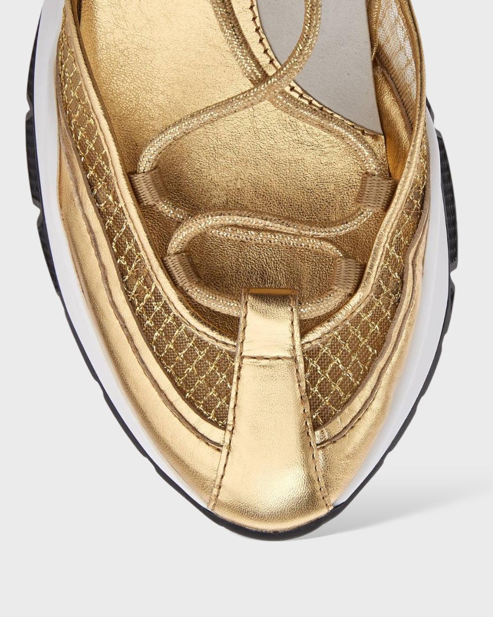 Jimmy Choo Goud Mesh Leren Sneakers