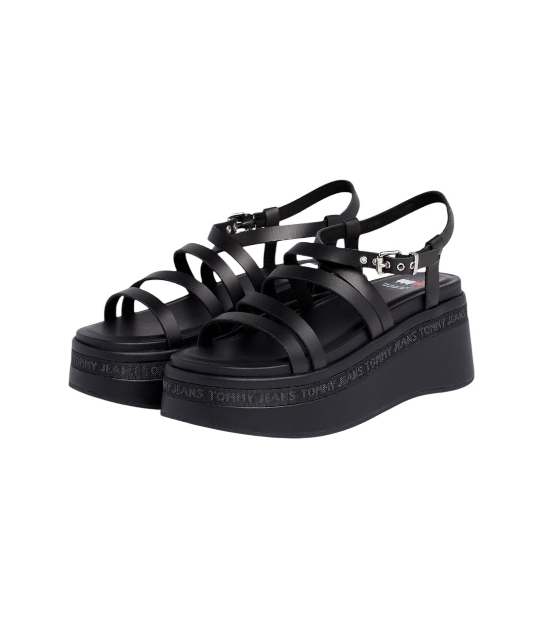 Tommy Hilfiger Jeans Leren Sandalen Met Sleehak En Bandjes