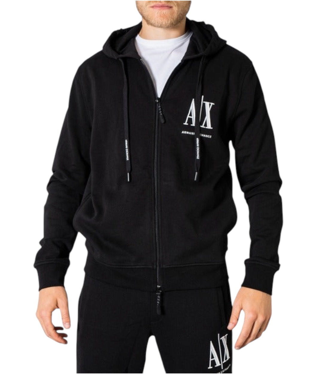 Armani Exchange Zwart Hoodie Met Rits En Logo