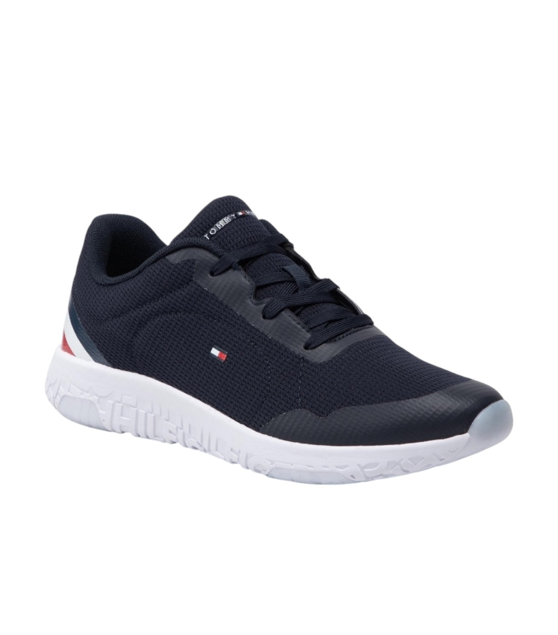 Tommy Hilfiger Slanke blauwe sneakers met contrasterende zool