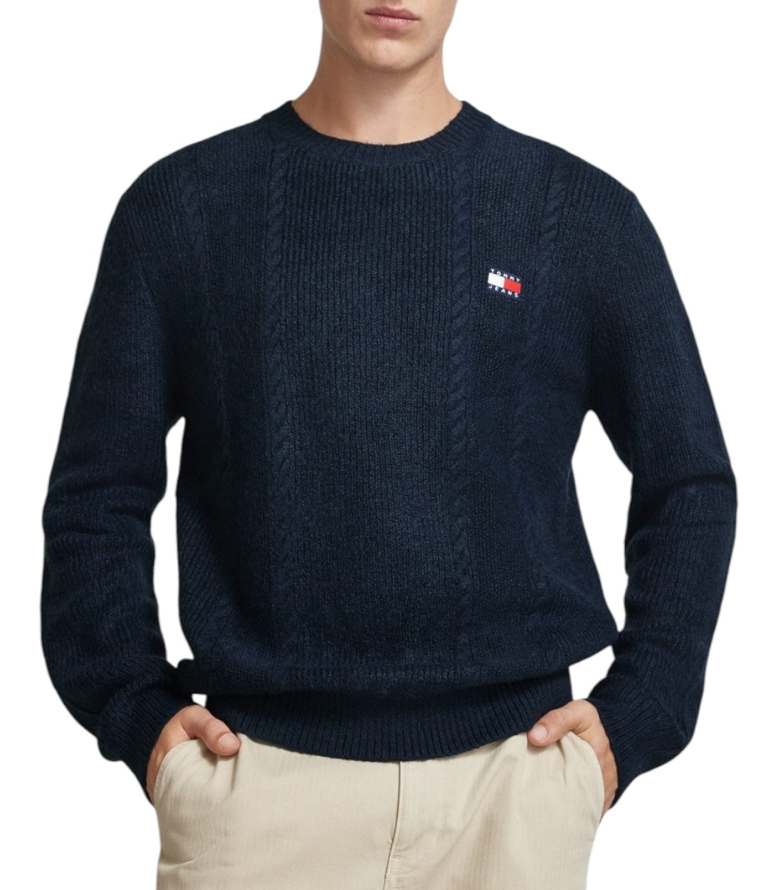 Tommy Hilfiger Blauw Slim Cable Gebreide Pullover Met Kabelpatroon