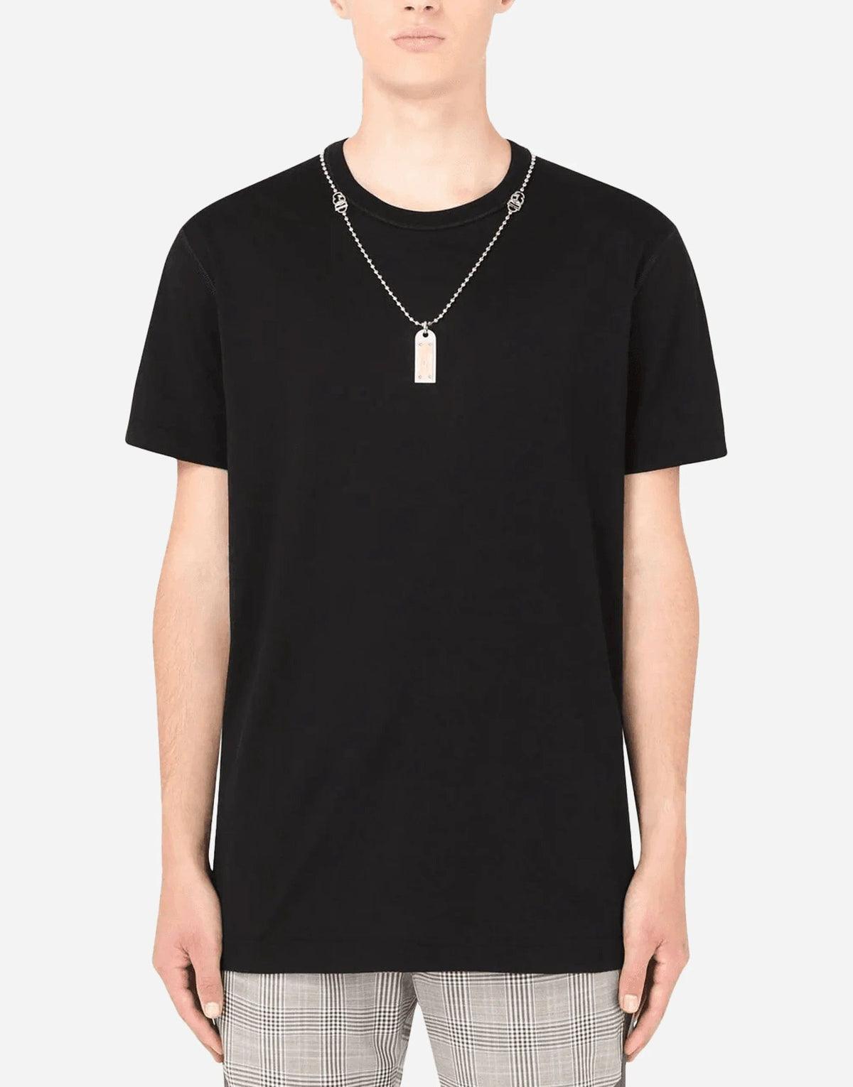 Dolce & Gabbana Zwart Dog Tag T-shirt