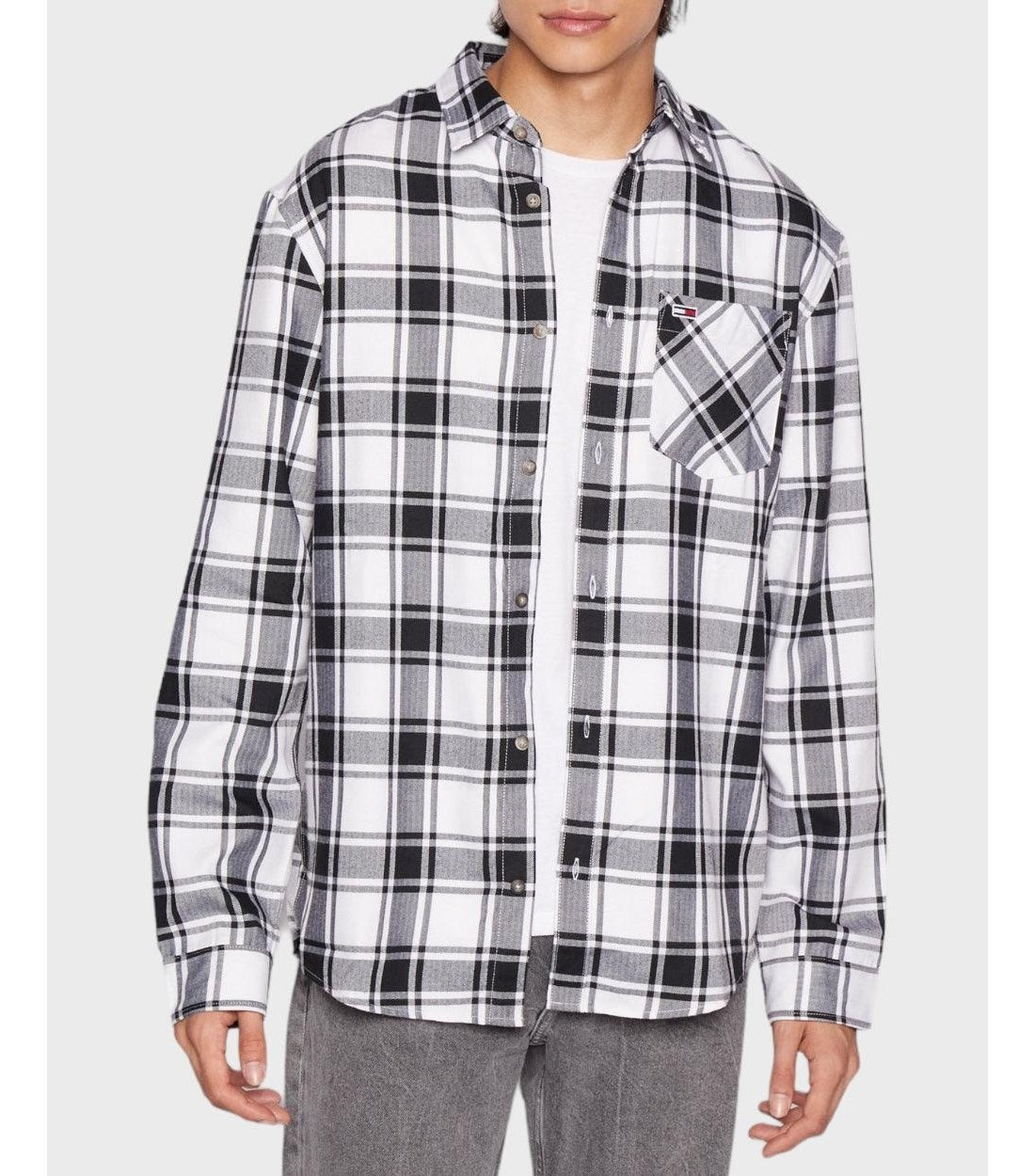 Tommy Hilfiger Zwart Poplin Check Shirt Heren