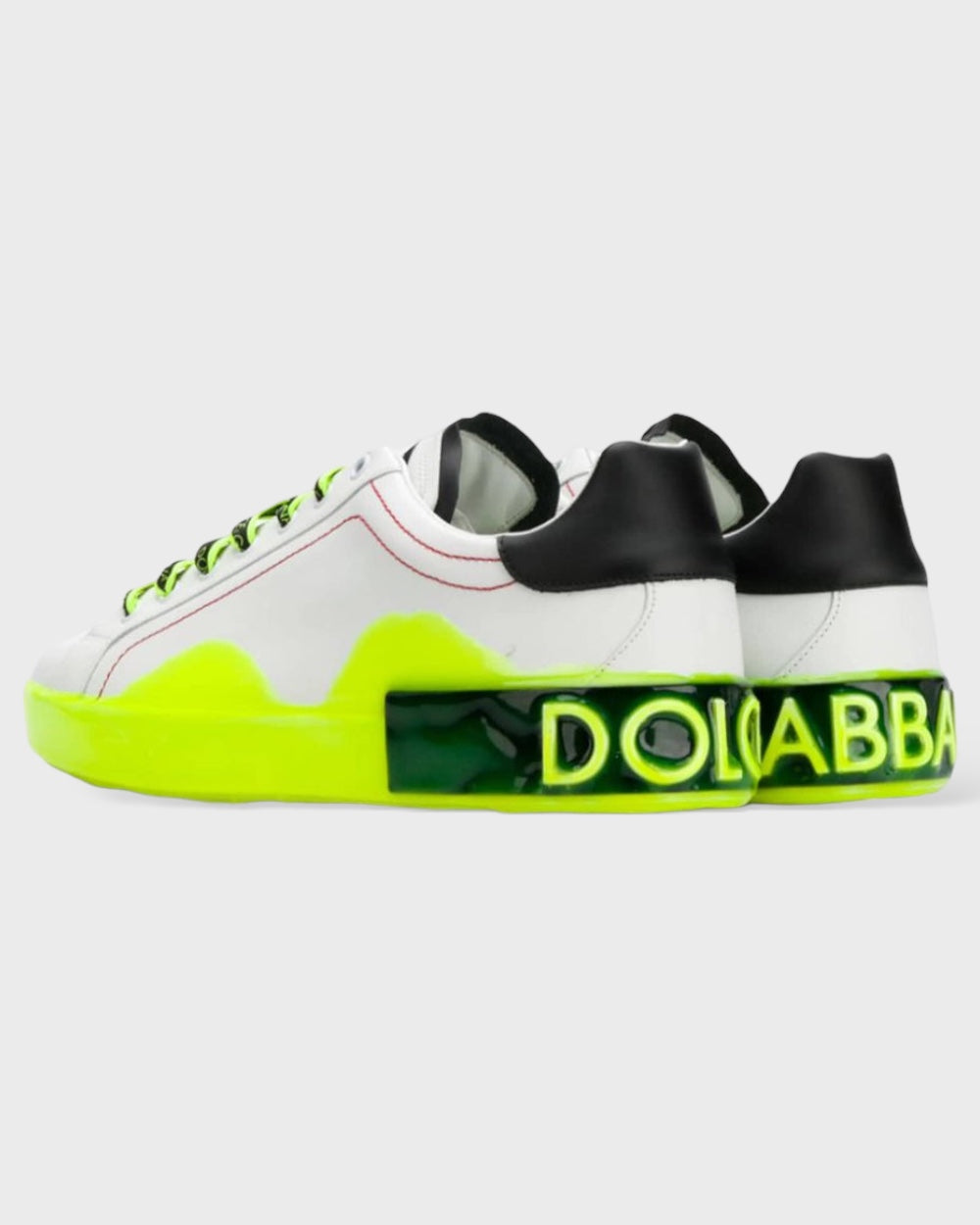 Dolce & Gabbana | Wit Neon Geel Leren Sneakers