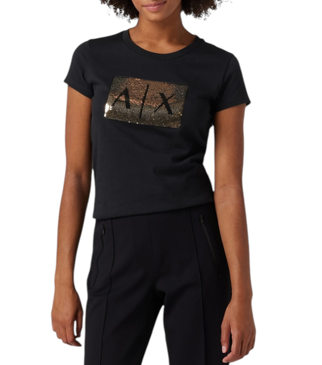 Armani Exchange Zwart T-shirt Met Pailletten