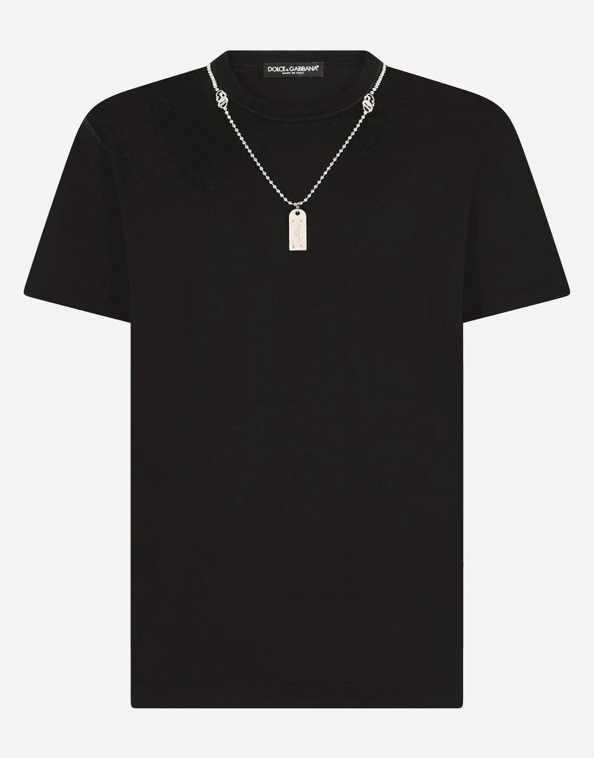 Dolce & Gabbana Zwart Dog Tag T-shirt