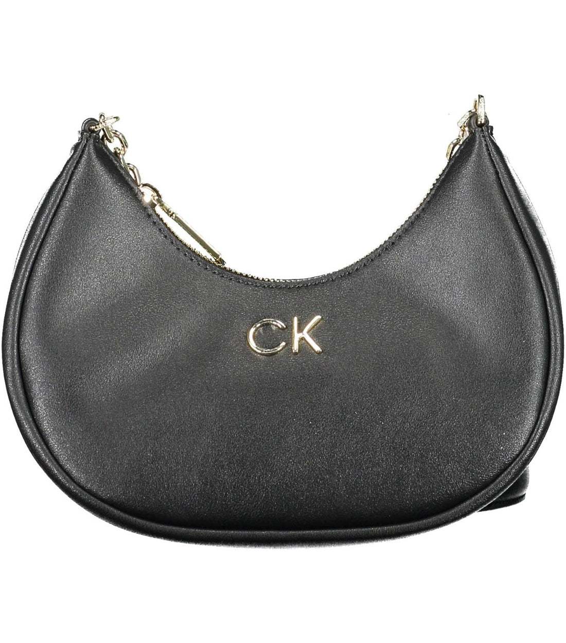 Calvin Klein Elegante Zwarte Schoudertas met Kettingdetail