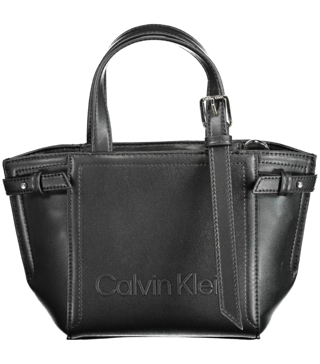 Calvin Klein Elegante Zwarte Schoudertas met Rits Sluiting