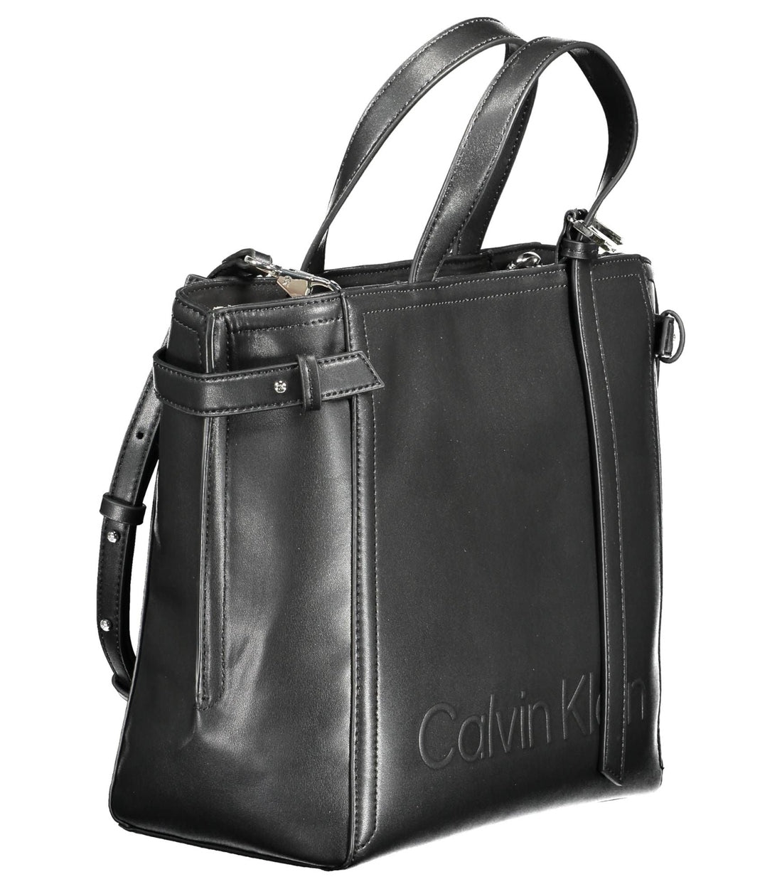 Calvin Klein Elegante Zwarte Handtas met Twee Handvatten van Gerecycled Polyester