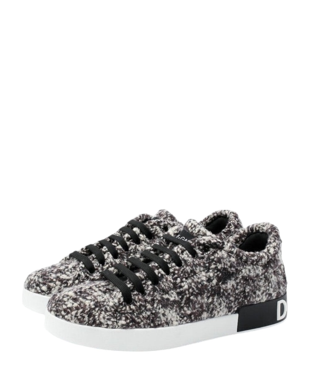 Dolce & Gabbana Zwart Wit Wool Sneakers