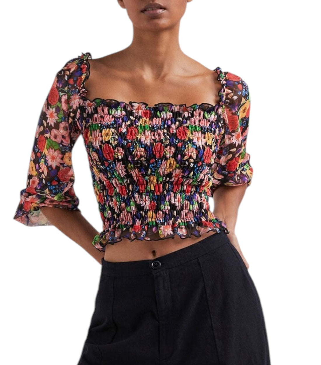 Desigual Meerkleurig Floral Tulle T-shirt