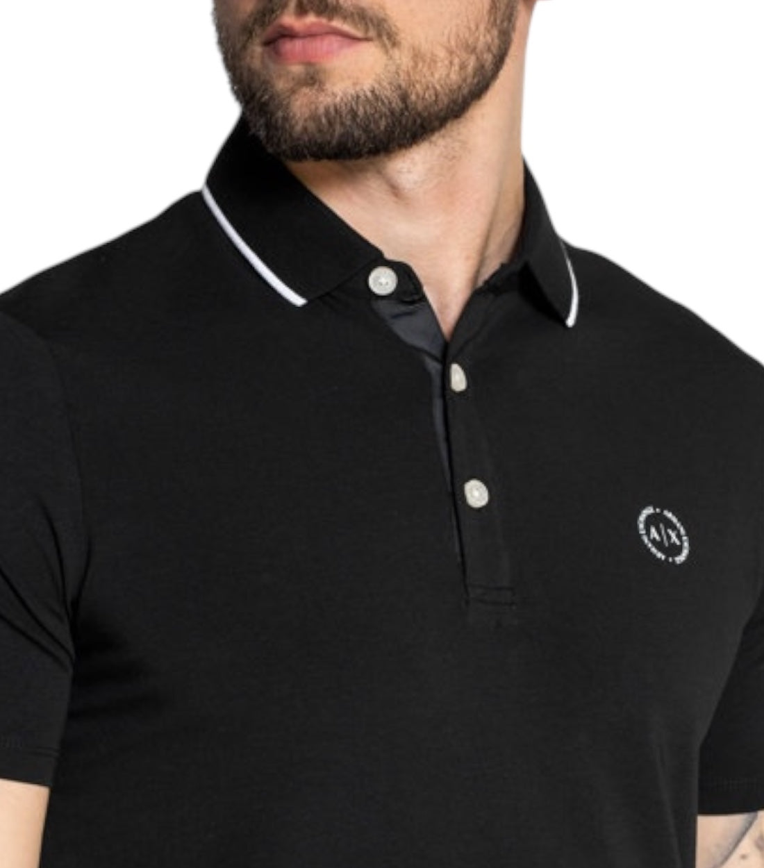 Armani Exchange Zwart Korte Mouw Polo Top Met Logo