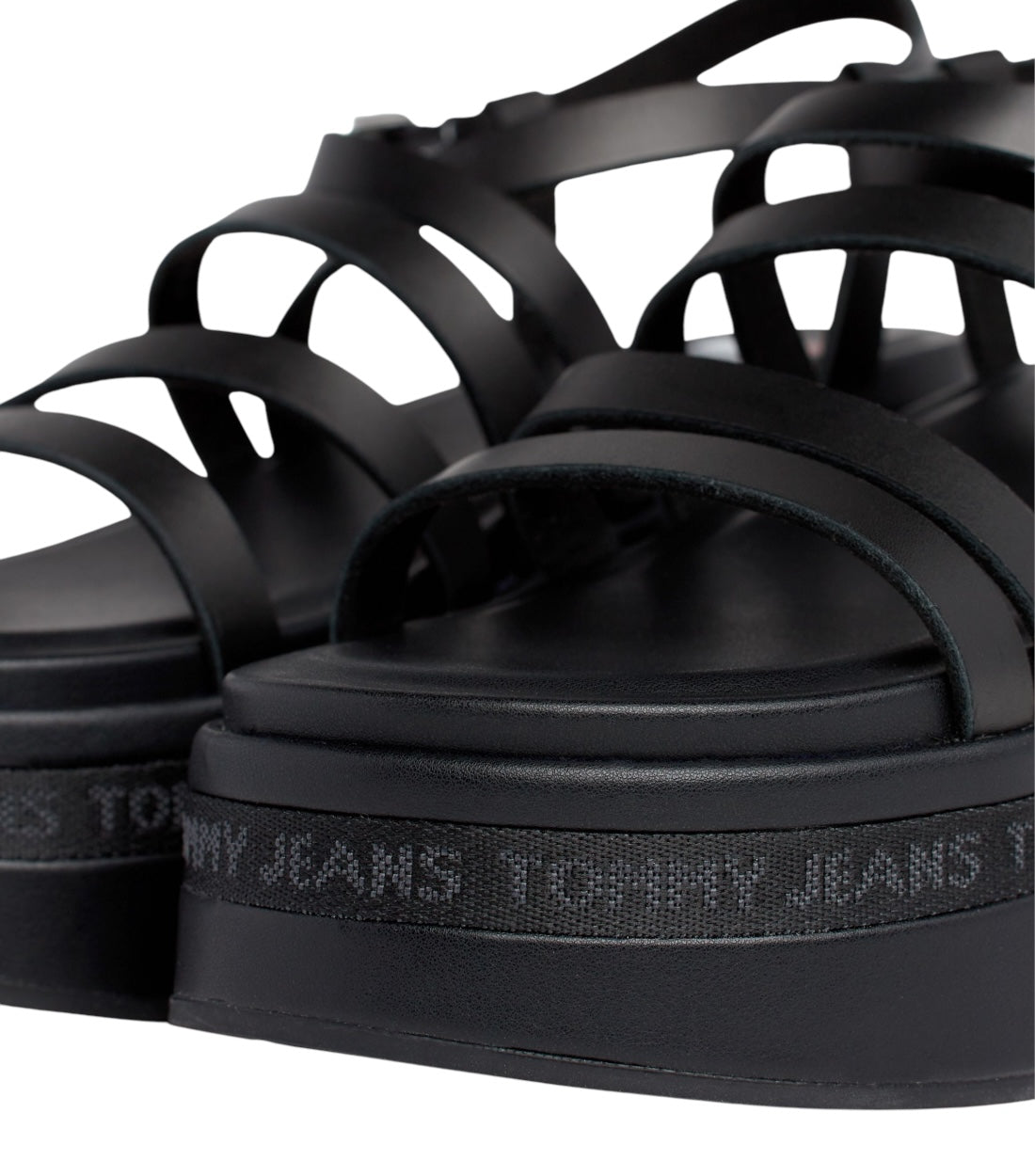 Tommy Hilfiger Jeans Leren Sandalen Met Sleehak En Bandjes