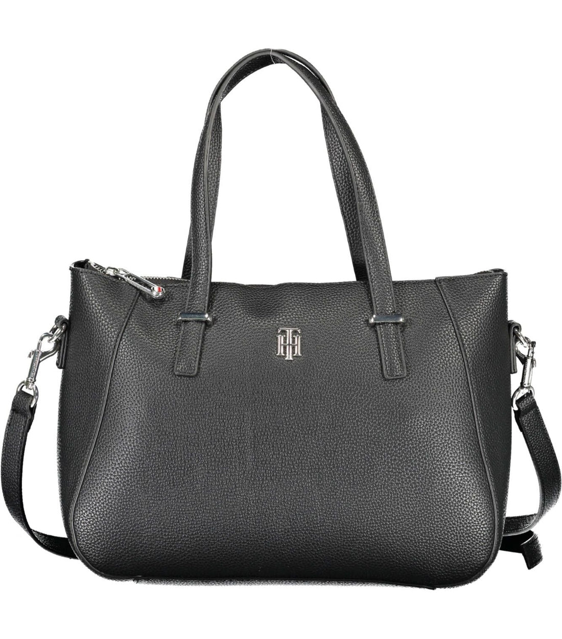 Tommy Hilfiger Elegante Zwarte Tote Bag met Contrasterende Details