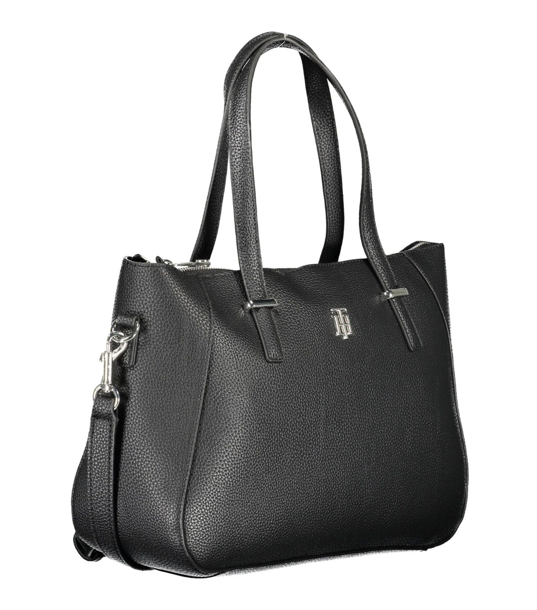 Tommy Hilfiger Elegante Zwarte Tote Bag met Contrasterende Details