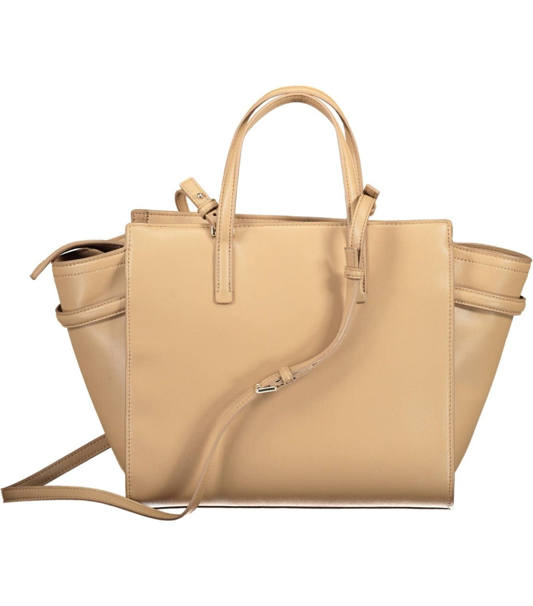 Calvin Klein Elegante Beige Handtas met Contrasterende Accenten