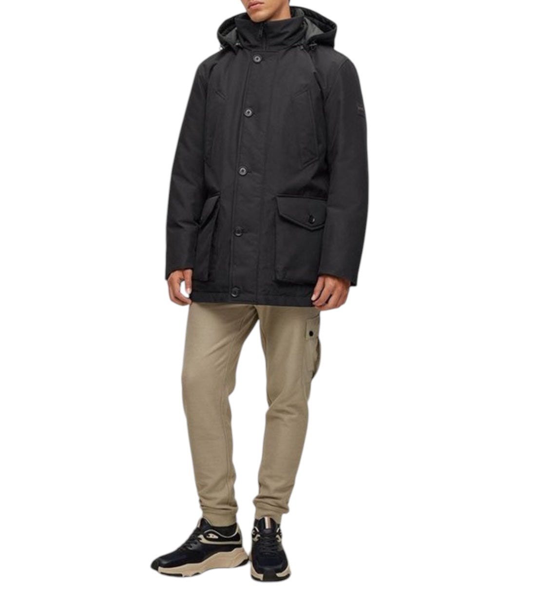 Hugo Boss Zwart Polyester Parka Jas