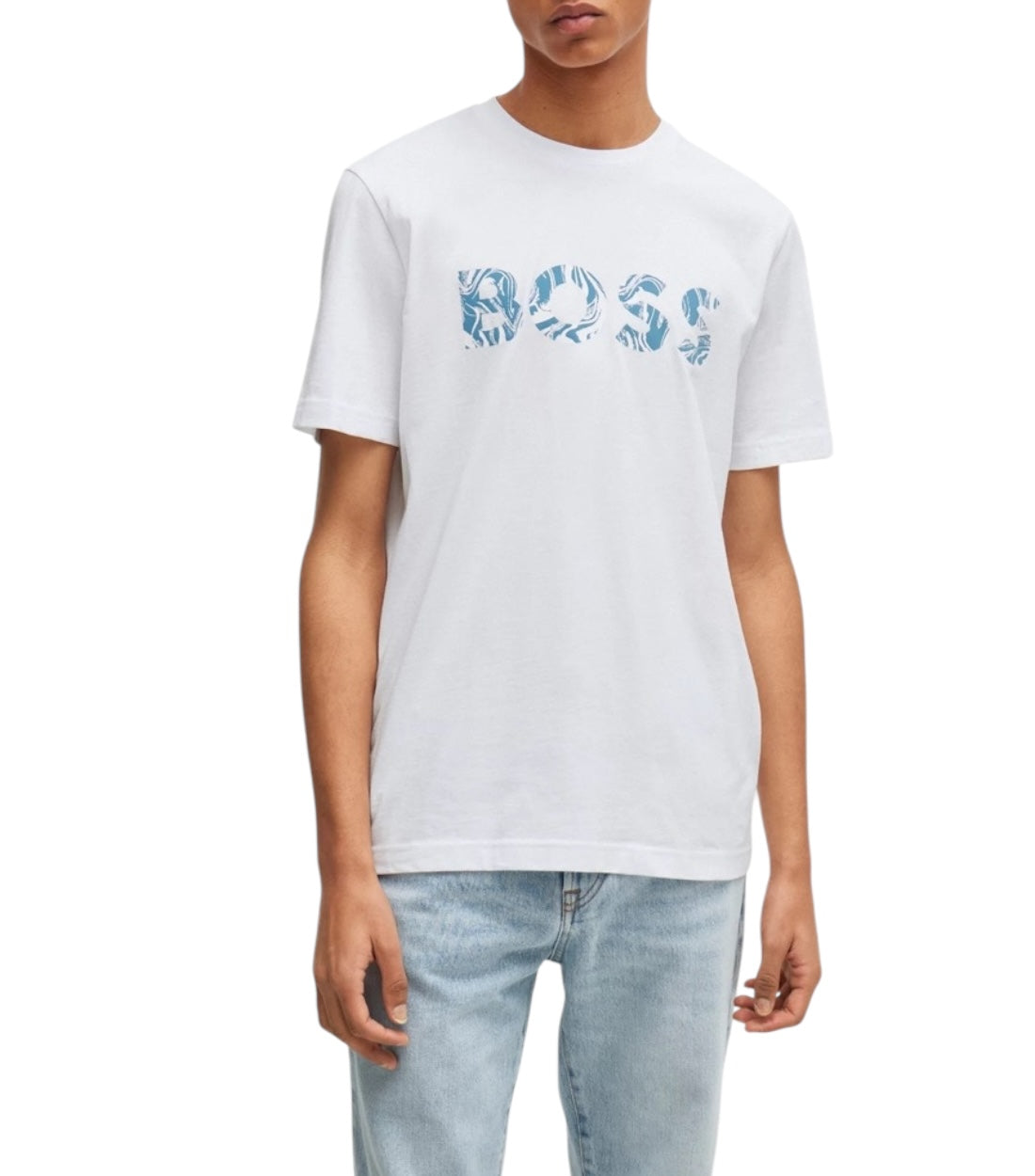 Hugo Boss Wit Katoenen Bold T-shirt