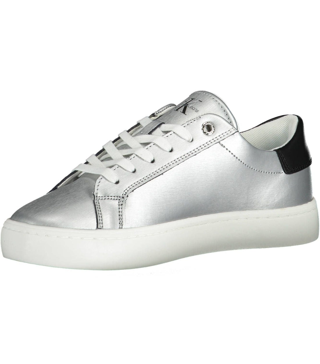 Calvin Klein Elegante Zilveren Sneaker Met Contrasterende Zool