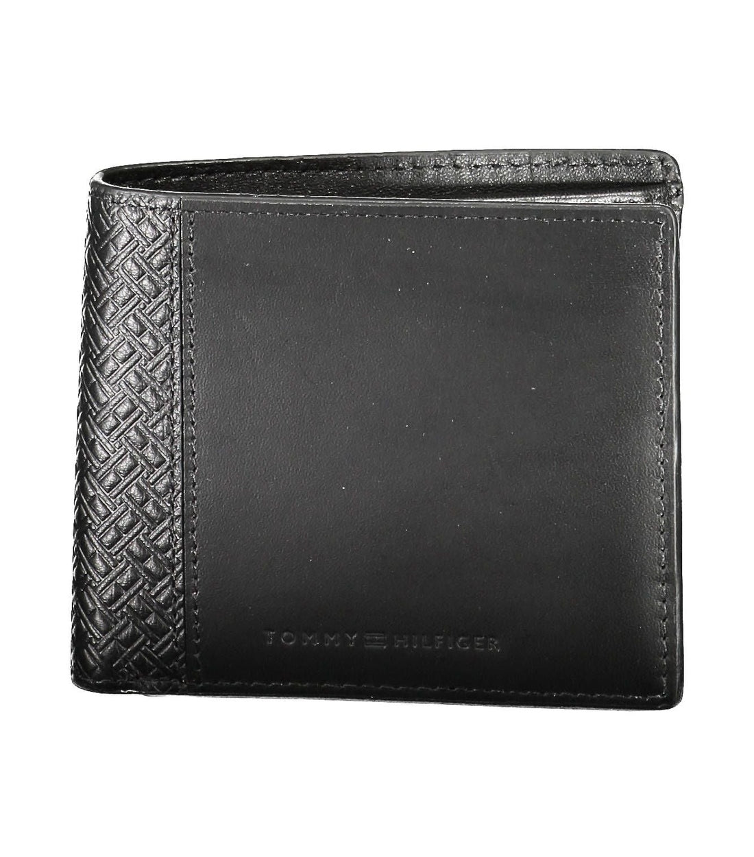 Tommy Hilfiger Elegante Zwarte Leren Bi-Fold Portemonnee voor Mannen