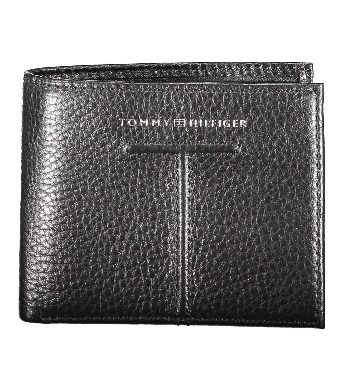 Tommy Hilfiger Stijlvolle Zwarte Leren Bifold Portefeuille