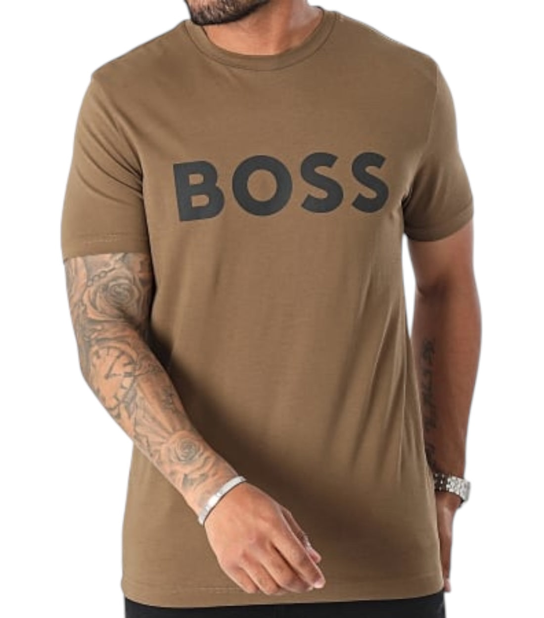 Hugo Boss Bruin Katoenen Thinking T-Shirt