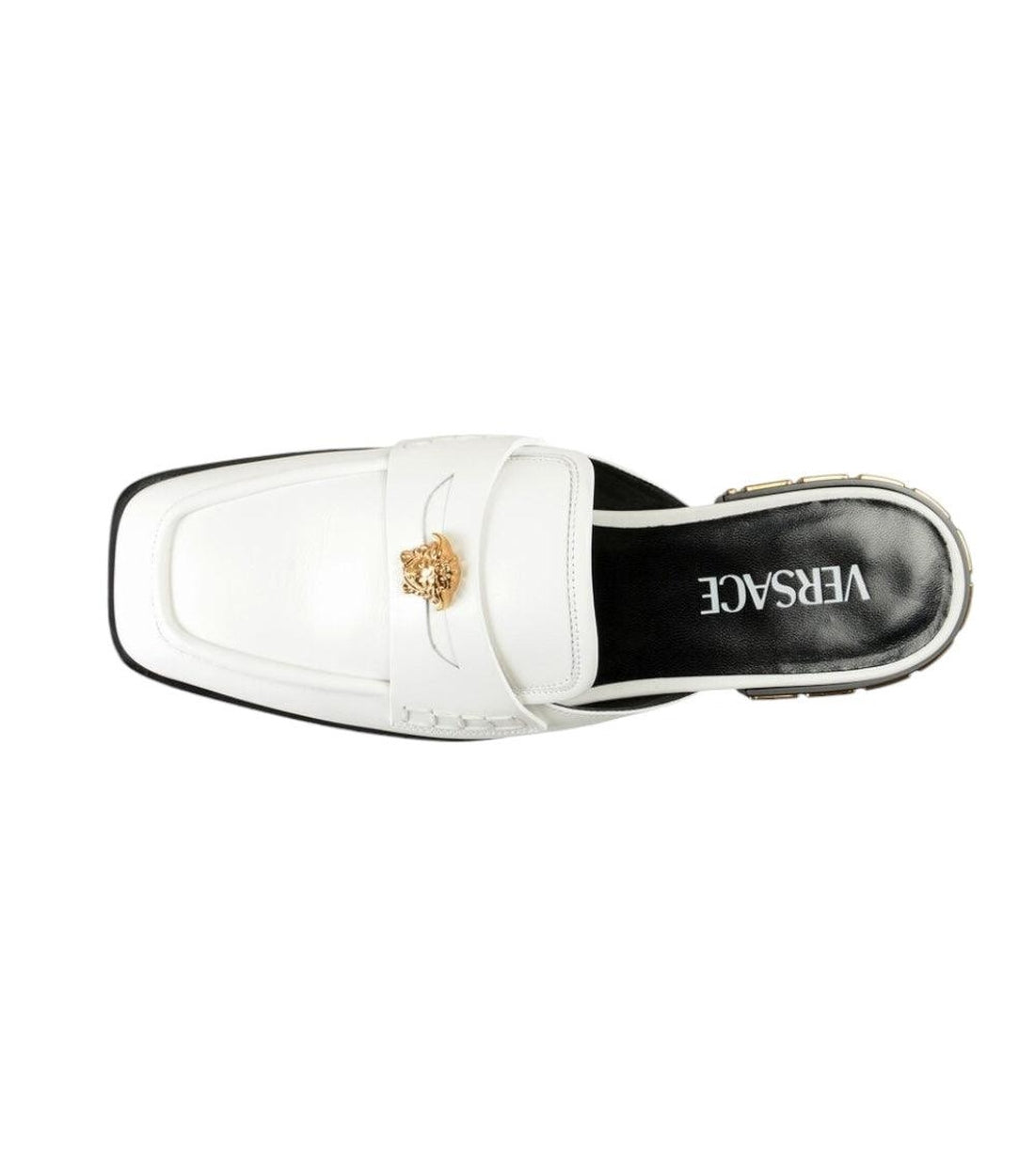 Versace Wit Kalfsleren Slides