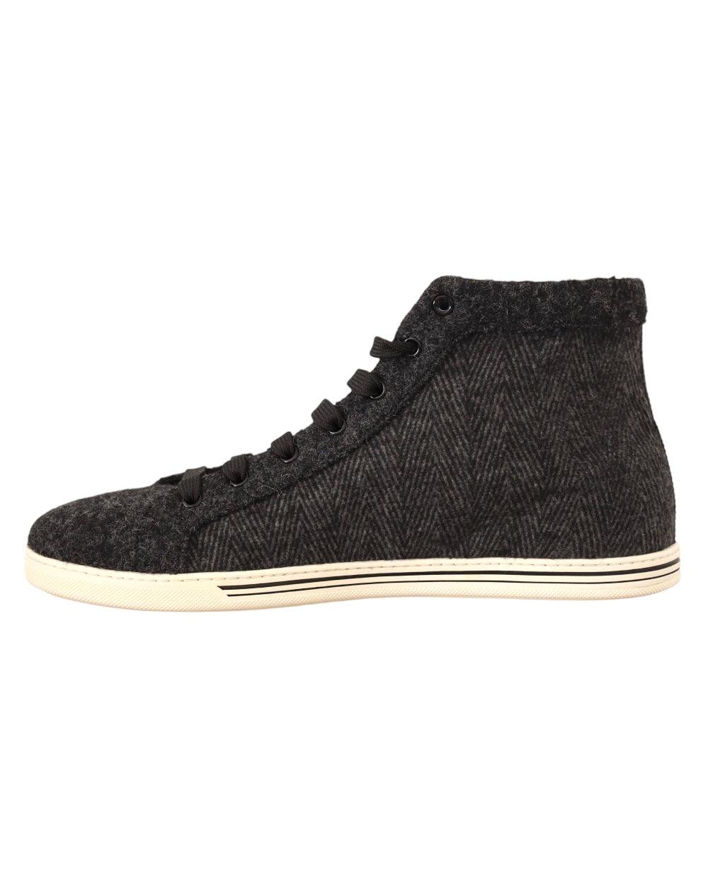 Dolce & Gabbana Grijs Wool High Top Sneakers