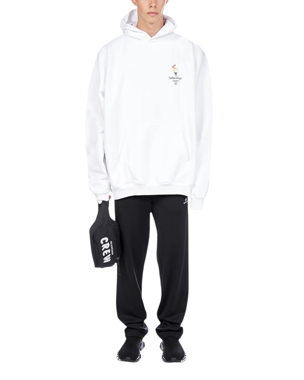 Balenciaga Paris Olympic Flame Print Wit Oversized Hoodie