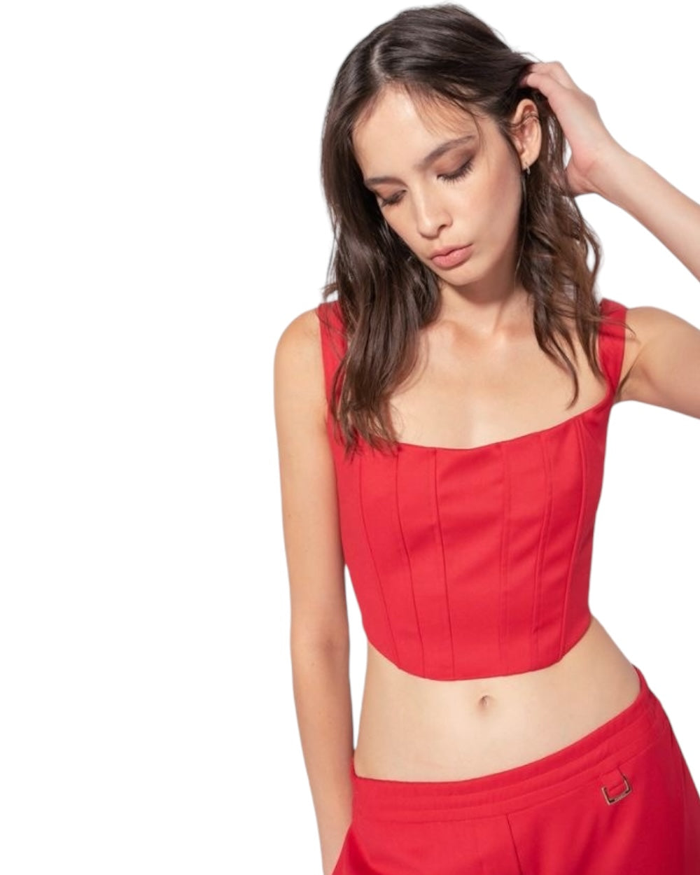 PINKO Rood Polyester Top met Schouderbanden en Haak-en-Oog Sluiting