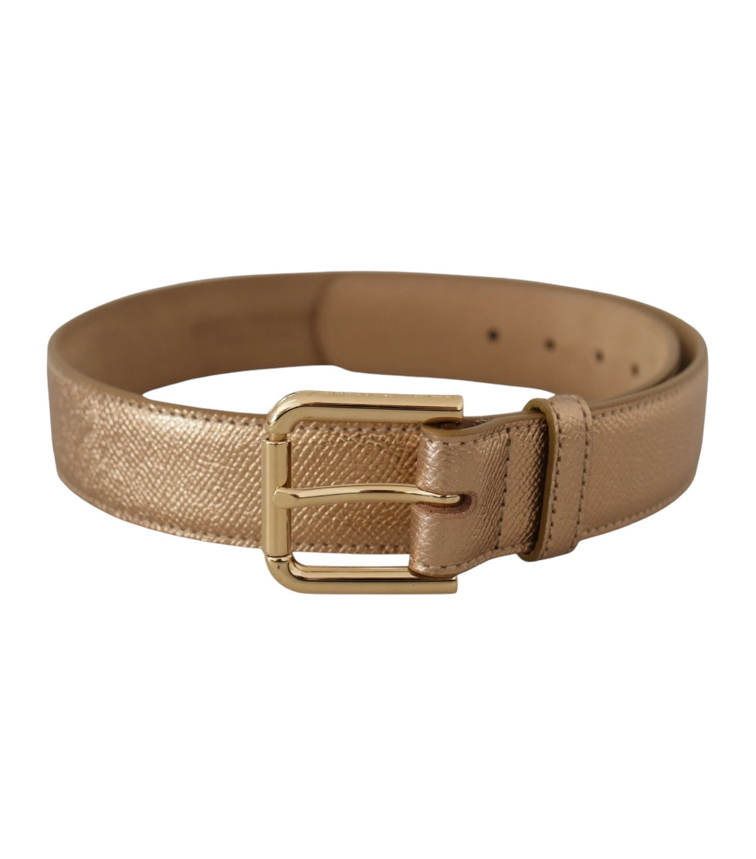 Dolce & Gabbana Chic Rose Goud Leren Riem Met Logo Gesp