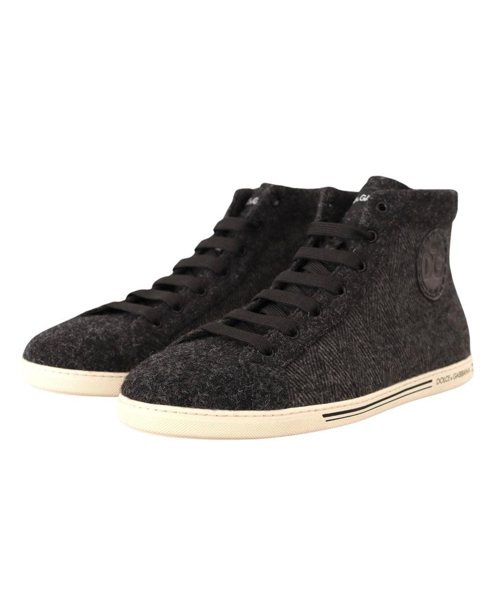 Dolce & Gabbana Grijs Wool High Top Sneakers