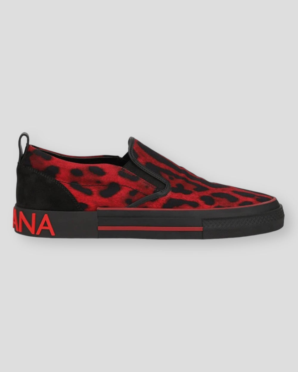 Dolce & Gabbana Rood Zwart Luipaard Print Instap Sneakers