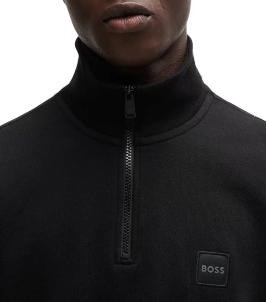 Hugo Boss Zwart Katoenen Half Zip Trui