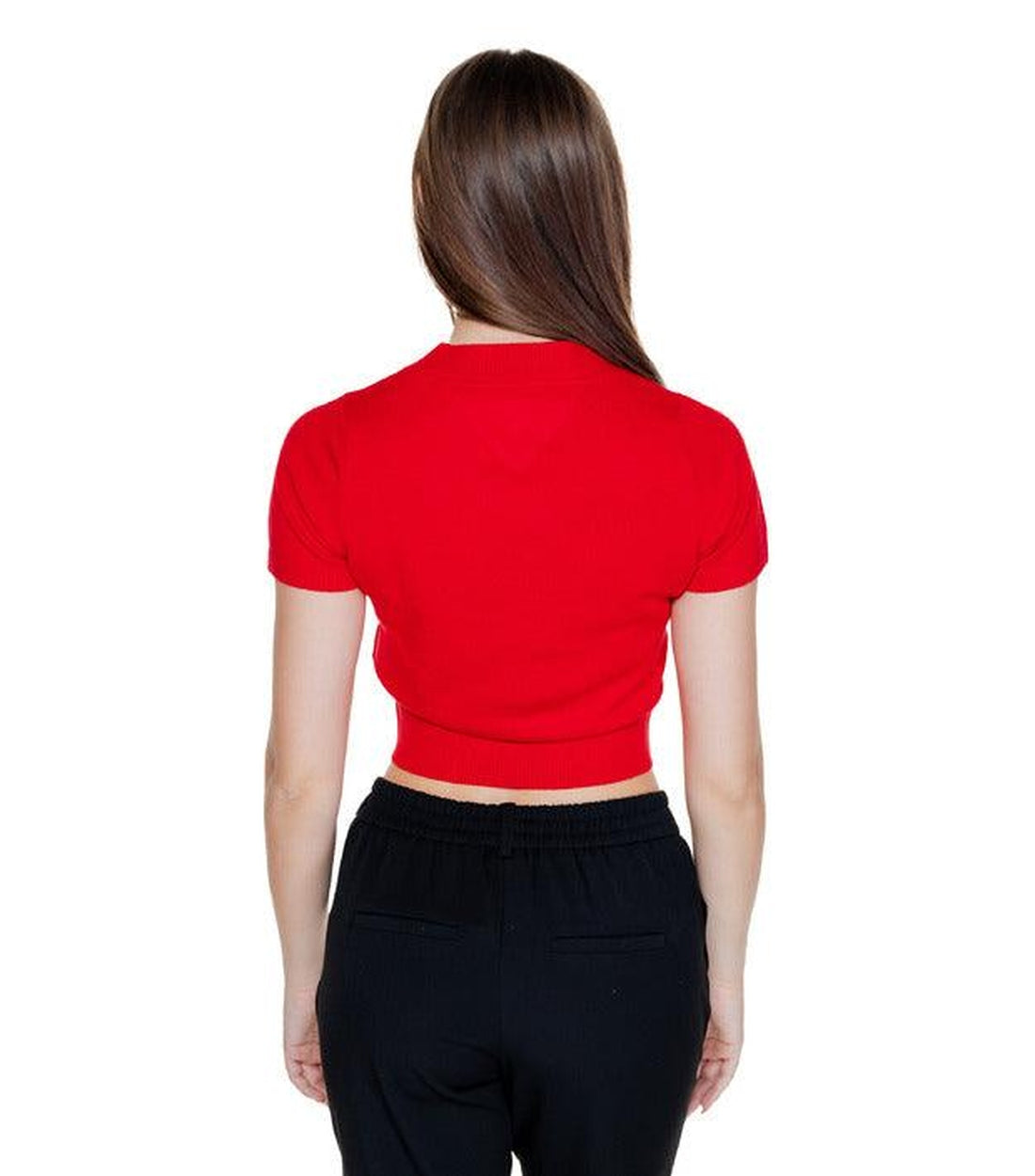 Tommy Hilfiger Jeans Rood Crop Ruche T-shirt Dames