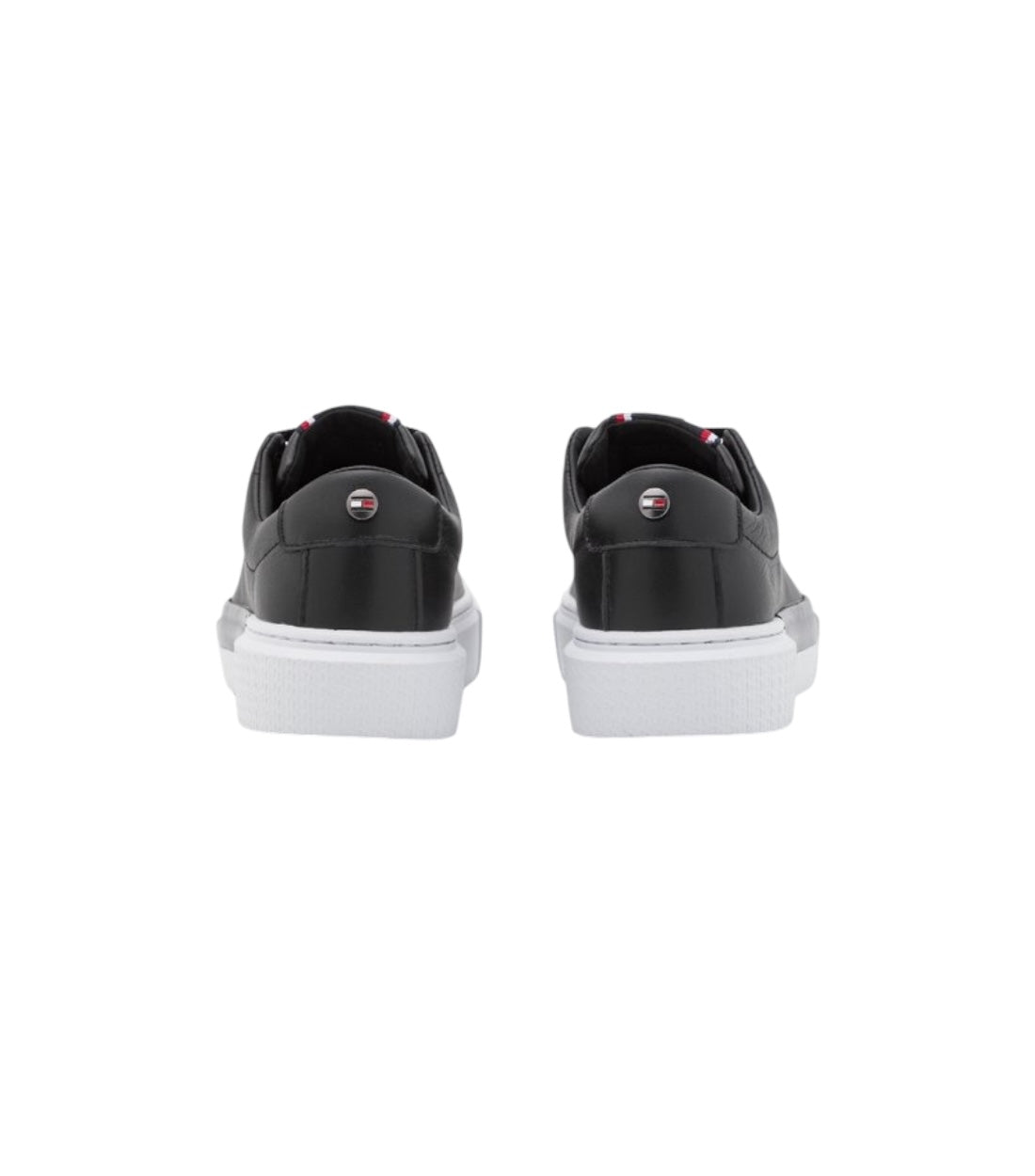 Tommy Hilfiger chique zwarte katoen-leermix sneakers