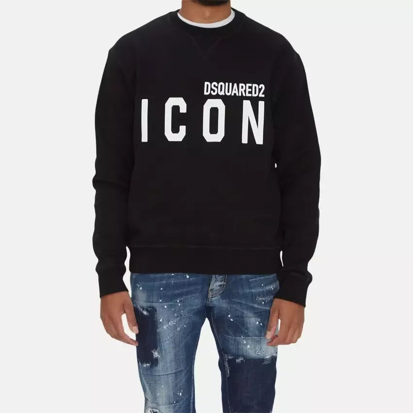 Dsquared² Elegante Zwarte Katoenen Logo Sweater