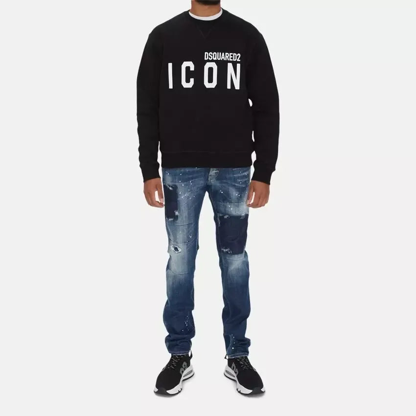 Dsquared² Elegante Zwarte Katoenen Logo Sweater