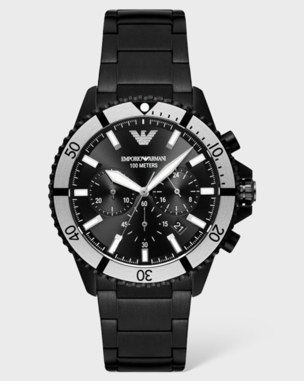 Emporio Armani Zwart Stalen Chronograaf Heren Horloge