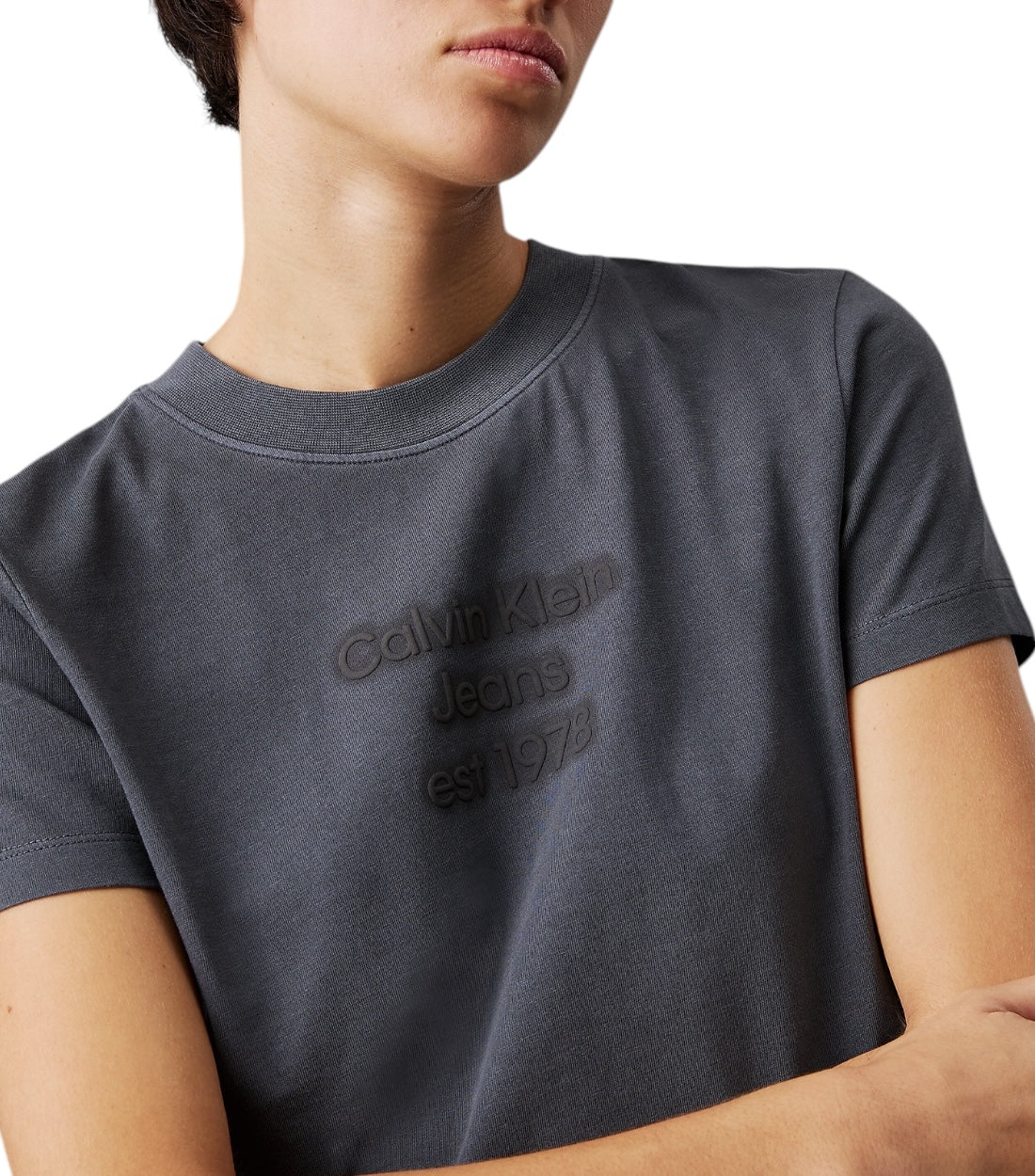 Calvin Klein Jeans Grijs T-shirt Dames Met Logoprint