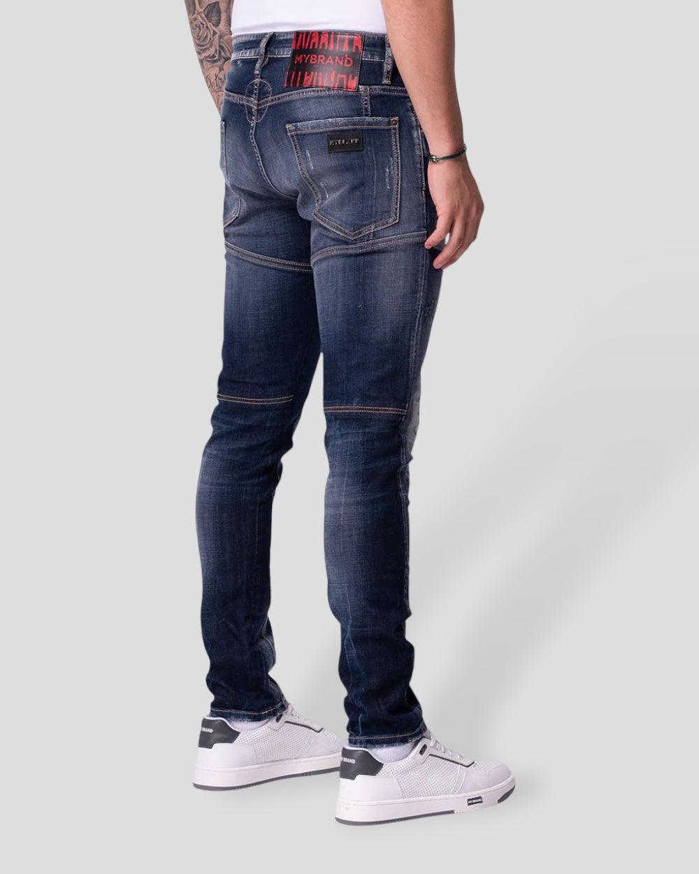 My Brand Blauw "Broken Red Label" Jeans