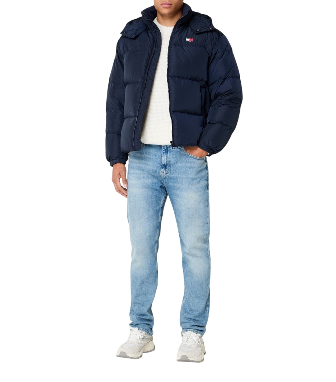 Tommy Hilfiger Jeans Blauw Alaska Puffer Jack Met Donsvulling En Afneembare Capuchon