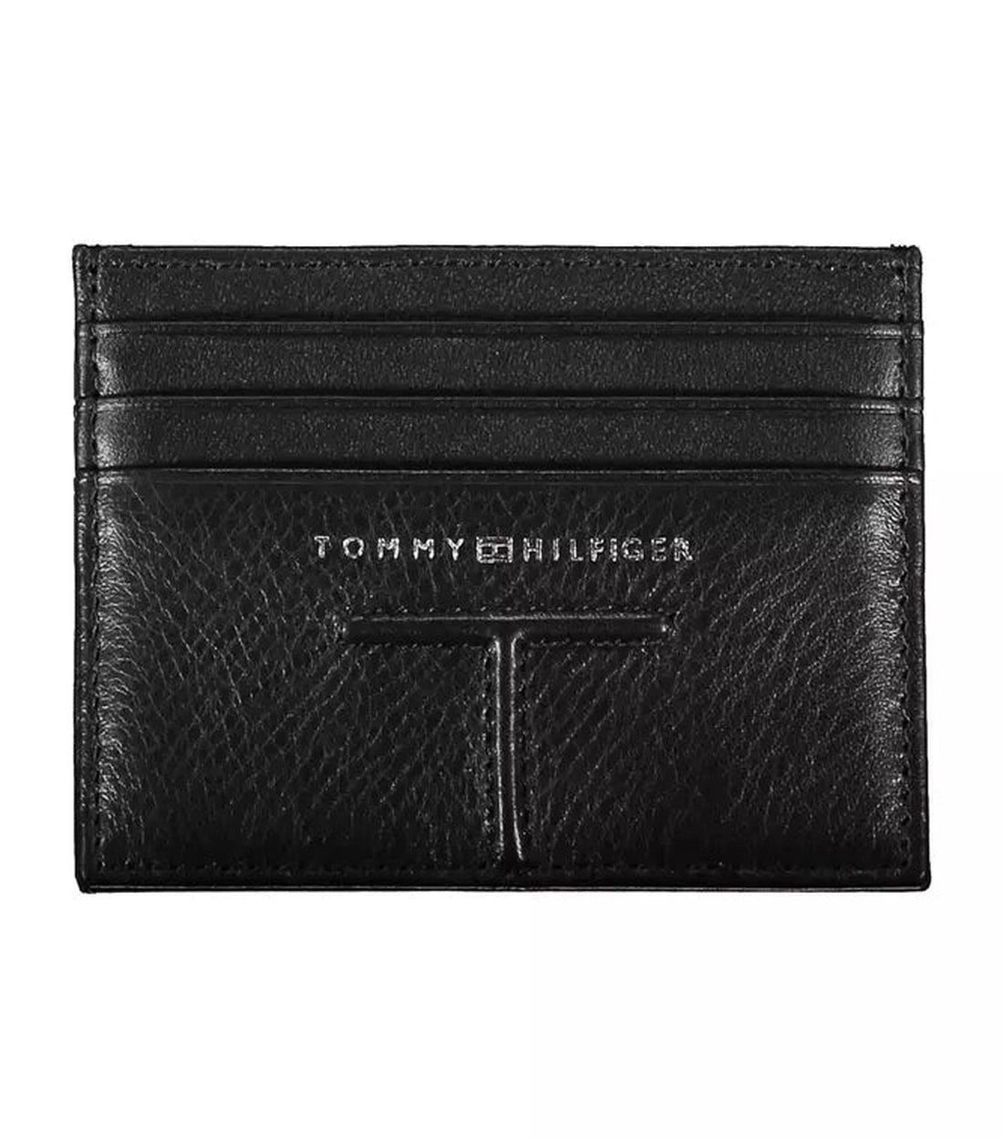 Tommy Hilfiger Elegante Zwarte Leren Kaarthouder