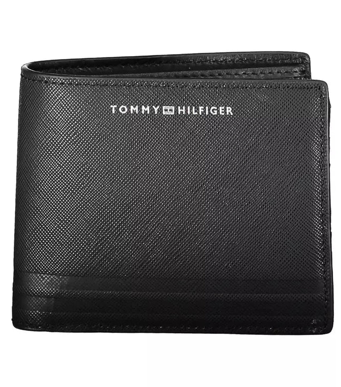 Tommy Hilfiger Elegante Zwarte Leren Vouwportemonnee