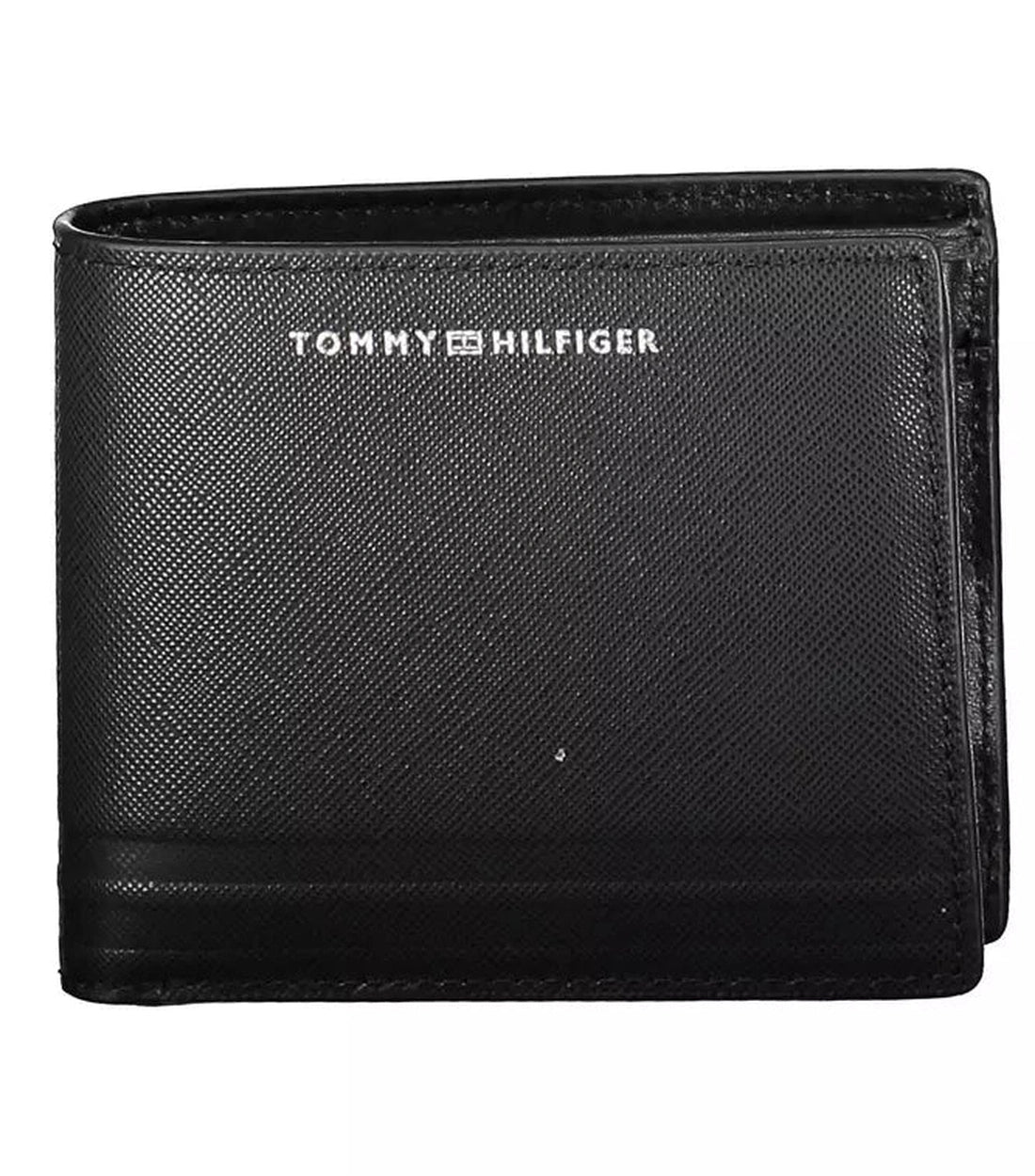 Tommy Hilfiger Elegante Zwarte Leren Bifold Portemonnee met Muntvak